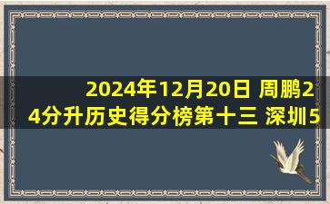 2024年12月20日 周鹏24分升历史得分榜第十三 深圳5人20+送宁波5连败